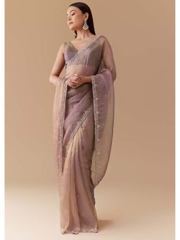 KALKI FASHION - Lavender Tissue Embellished Saree with Unstitched Blouse