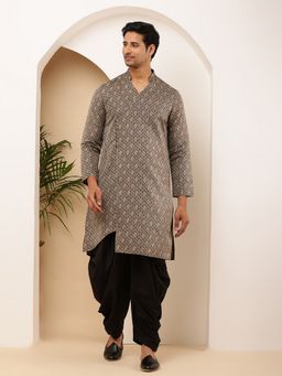 MULTI SHADES - Men Grey Straight Viscose Silk Kurta