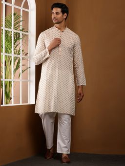MULTI SHADES - Men Ivory Viscose Blend Kurta