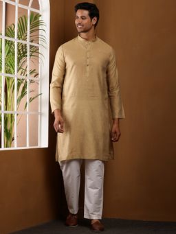 MULTI SHADES - Men Gold Viscose Blend Kurta with Festive Finish