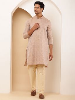MULTI SHADES - Men Light Peach Cotton Kurta