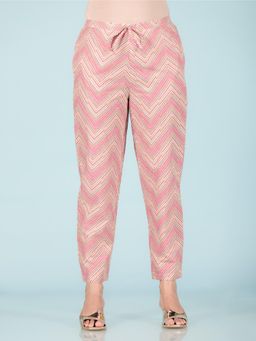 ARAMYA - Women Pink Soft Cotton Printed Pant