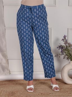 ARAMYA - Women Blue Kantha Cotton Floral Pant
