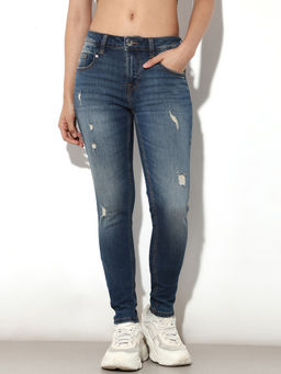ONLY - Blue High Rise Distressed Skinny Jeans
