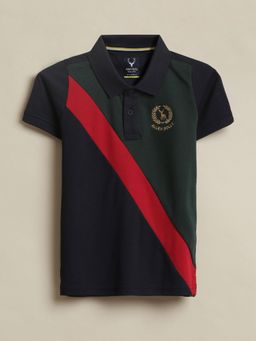 Allen Solly - Boys Black regular Colorblock Polo Neck T-shirt