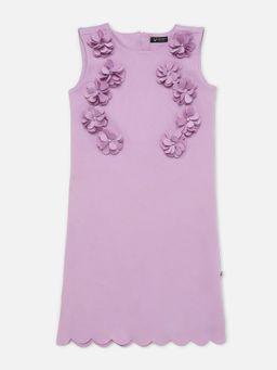 Allen Solly - Girls Lavender Solid Regular Fit Party Dress
