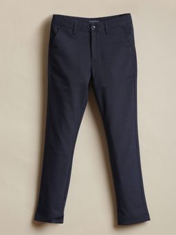 Allen Solly - Boys Navy Blue Slim Fit Checks Trouser