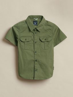 Allen Solly - Boys Olive Slim Fit Solid Casual Shirt