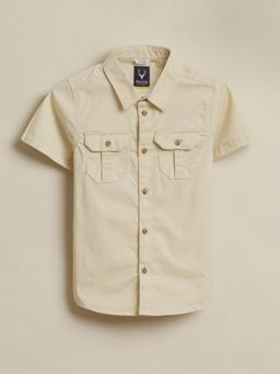 Allen Solly - Boys Beige Slim Fit Solid Casual Shirt