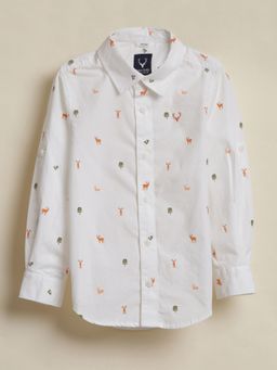 Allen Solly - Boys Beige Slim Fit Print Casual Shirt