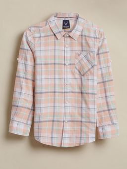 Allen Solly - Boys Peach Slim Fit Check Casual Shirt