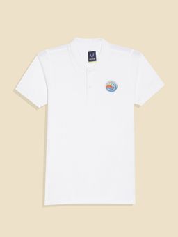 Allen Solly - Boys White Graphic Print Polo Neck T-Shirt