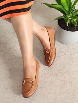 ELLE - Women's Fashionable Tan Color Comfortable Loafers