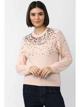 Forever 21 - Round Neck Abstract Peach Sweaters