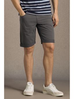 Louis Philippe - Men Grey Solid Slim Fit Shorts