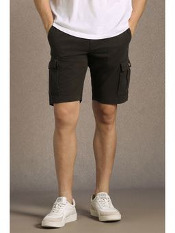 Louis Philippe - Men Brown Solid Slim Fit Shorts