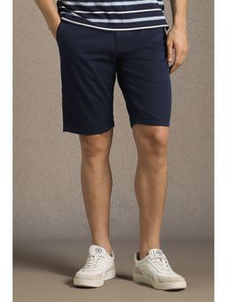 Louis Philippe - Men Navy Blue Solid Slim Fit Shorts