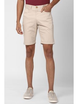 Peter England - Men Cream Solid Casual Shorts