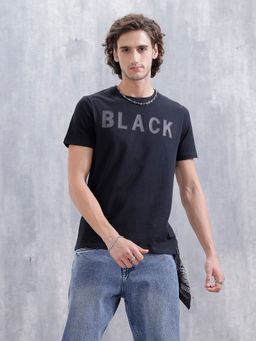 WROGN - Black Slim Fit Printed T-Shirt