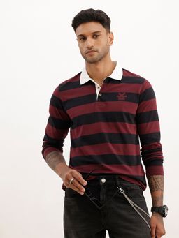 WROGN - Maroon Regular Fit Full Sleeve Polo T-Shirt
