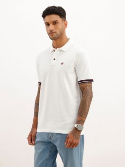 WROGN - White Regular Fit Contrast Sleeve Polo T-Shirt