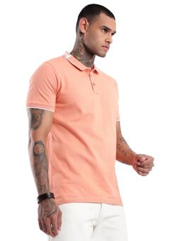 WROGN - Peach Elite Tipping Collar Polo T-Shirt