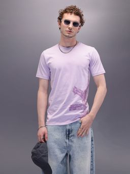 WROGN - Lavender Logo Placement Printed T-Shirt