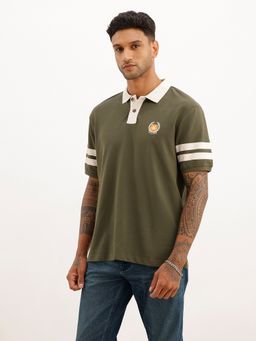 WROGN - Olive Comfort Fit Contrast Collar Polo T-Shirt