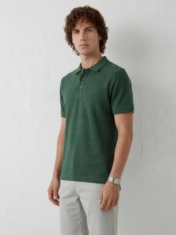 WROGN - Green Textured Slim Fit Polo T-Shirt