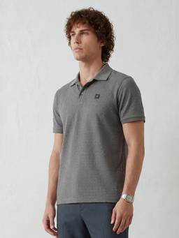 WROGN - Grey Textured Slim Fit Polo T-Shirt