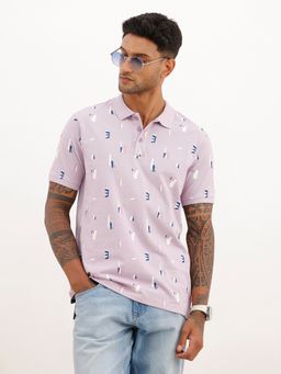 WROGN - Purple Slim Fit Aop Polo T-Shirt