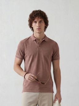 WROGN - Mauve Washed Slim Fit Polo T-Shirt