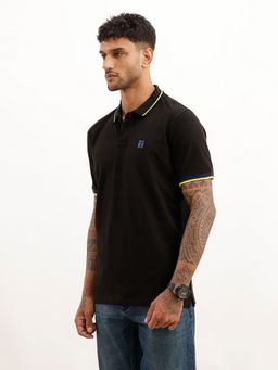 WROGN - Black Slim Fit Tipping Collar Polo T-Shirt