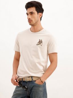 WROGN - Beige Slim Fit Embroidered Patch Detail T-Shirt