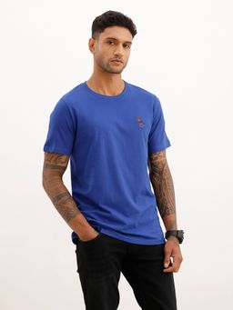 WROGN - Blue Slim Fit Quirky Embroidered Patch Detail T-Shirt