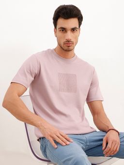 WROGN - Pink Solid Placement Hd Printed T-Shirt