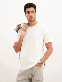 WROGN - Off White Solid Placement 3D Printed T-Shirt