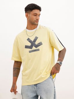 WROGN - Yellow Oversized Placement Printed T-Shirt