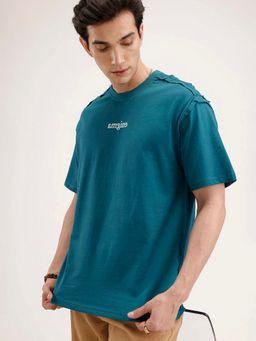 WROGN - Green Oversized Placement Cut and Sew T-Shirt