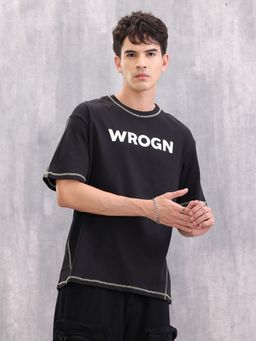 WROGN - Black Contrast Detail Oversize T-Shirt