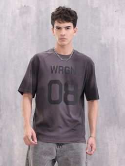 WROGN - Grey Washed Raglan Sleeve Oversized Men T-Shirt