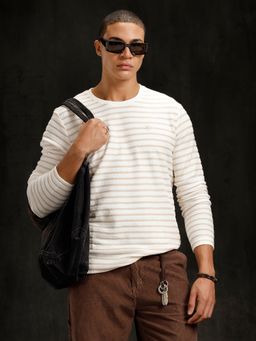 WROGN - White Stripes Loose Knit Slim Fit T-Shirt