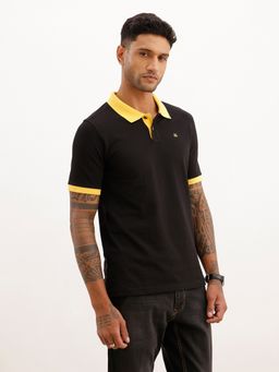 WROGN - Black Slim Fit Contrast Collar Polo T-Shirt