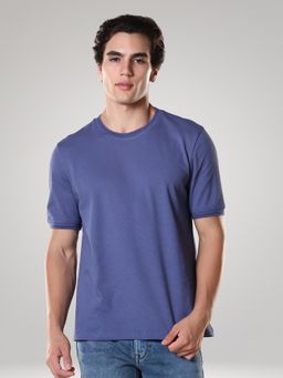 TURMS - Mens Crew Neck Half Sleeves Anti Odor Cool-Tech Blue T-Shirt
