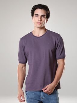 TURMS - Mens Crew Neck Half Sleeves Anti Odor Cool-Tech Purple T-Shirt