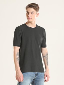 TURMS - Mens Crew Neck Half Sleeves Anti Odor Cool-Tech Olive T-Shirt