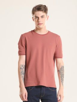 TURMS - Mens Crew Neck Half Sleeves Anti Odor Cool-Tech Rust T-Shirt