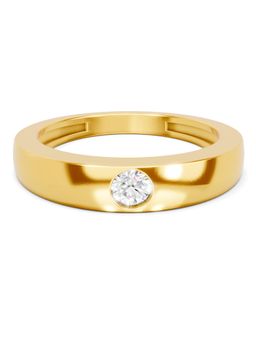 SPARQ - Lab Grown Diamond 0.25Ct 925 Silver Gold Plated Solitaire Bezel-Set Mens Ring