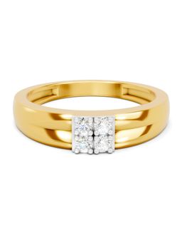 SPARQ - Lab Grown Diamond 0.21Ct 925 Silver Gold Plated Quad- Square Cluster Mens Ring