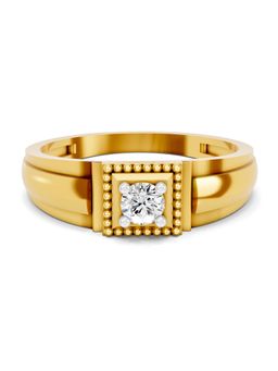SPARQ - Lab Grown Diamond 0.21Ct 925 Silver Gold Plated Elysian Solitaire Mens Ring